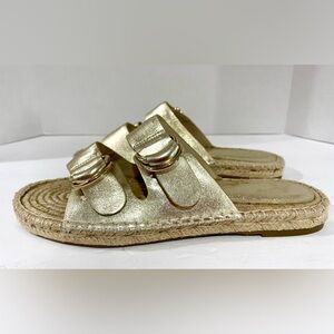 Joie Metallic Gold Espadrille Slides